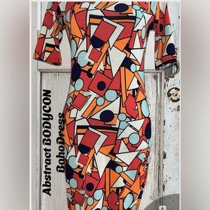 🫵LulaRoe 🐱🐶🦊 Abstract Multicolored Bodycon Dress🦊